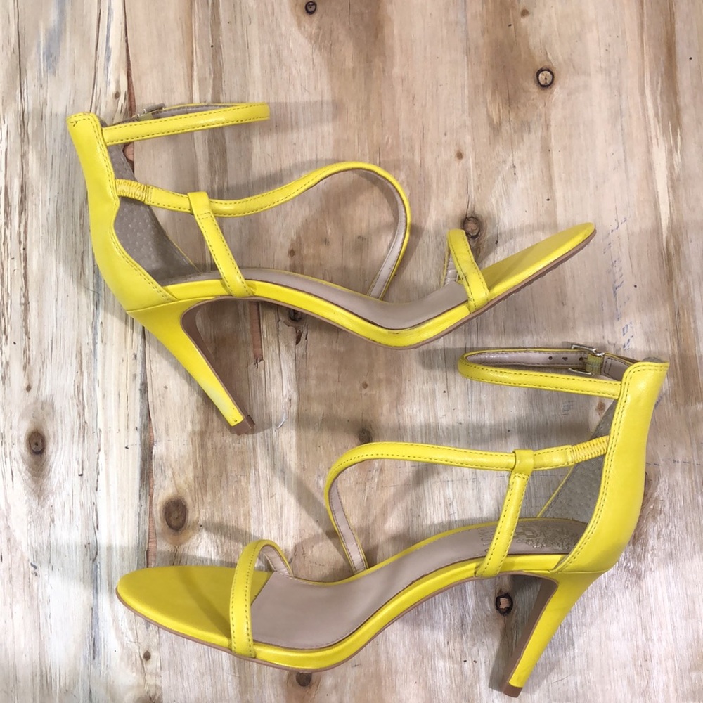 Vince Camuto Yellow Leather Strappy Heel Sandal Stilleto Size 7.5